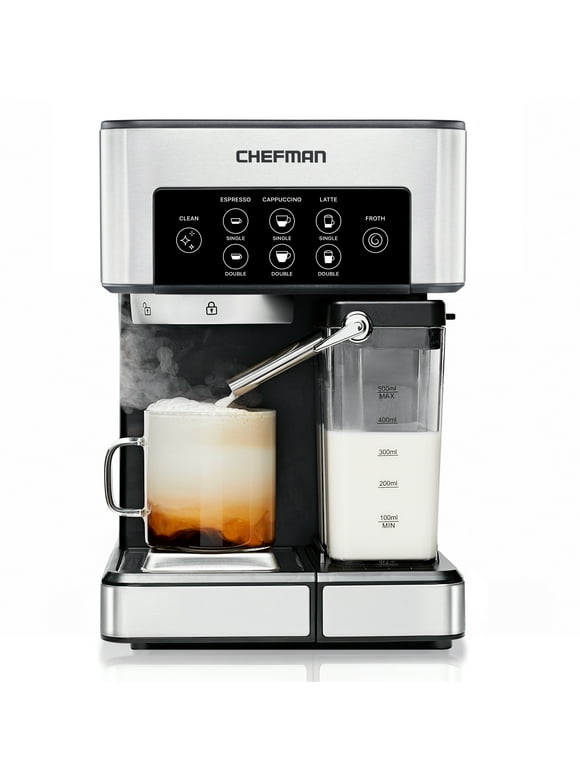 Chefman Barista Pro 6-in-1 Espresso Machine with Milk Frother, 15-BAR Pump, 1.8L Water Reservoir, Stainless Steel