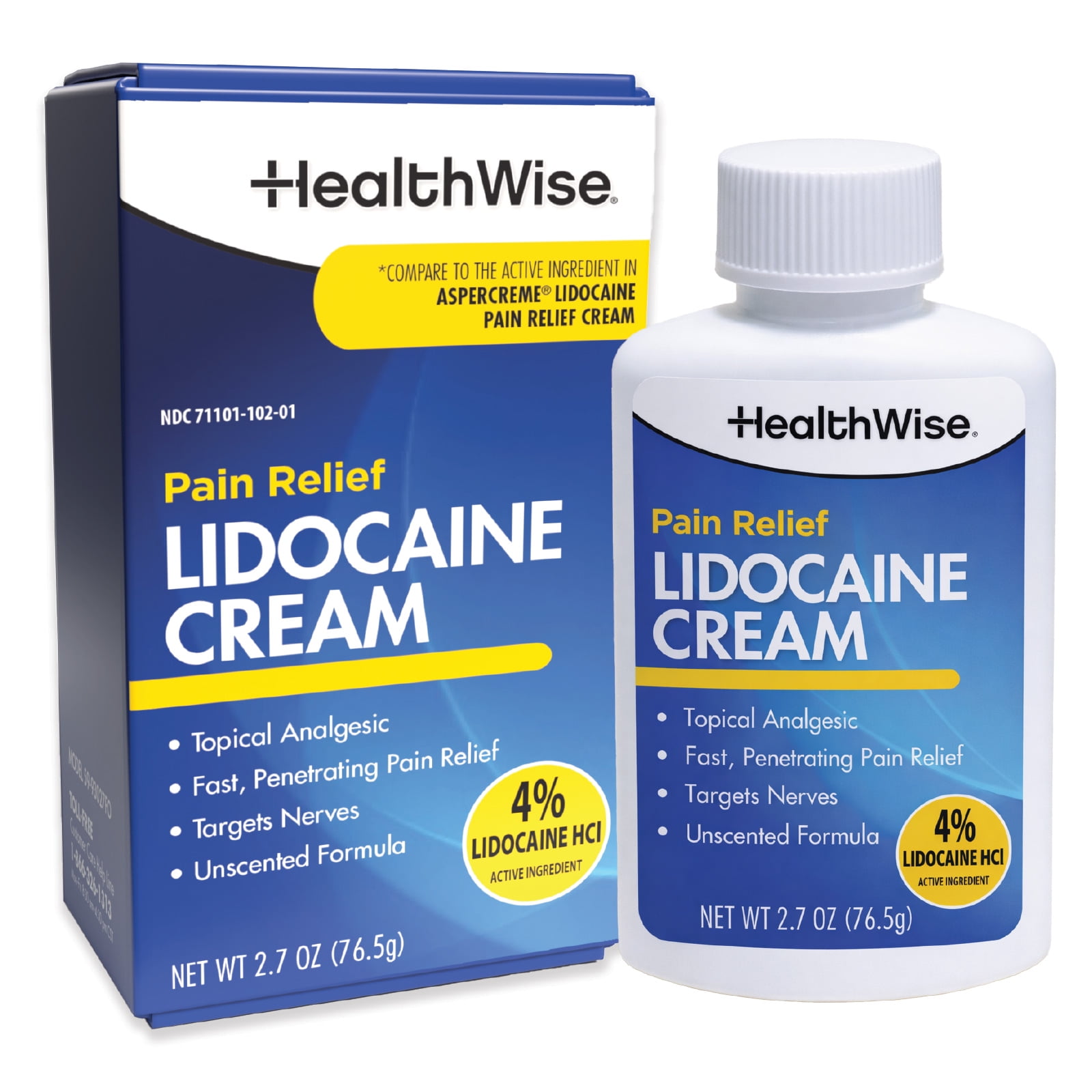 HealthWise Maximum OTC Strength Lidocaine Cream | Numbs Away Pain | Long-Lasting Relief | Non-Greasy | 2.7 Oz | Unscented Formula | Topical Anesthetic