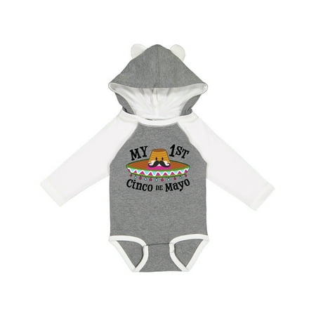 

Inktastic My First Cinco De Mayo- Sombrero and Mustache Gift Baby Boy or Baby Girl Long Sleeve Bodysuit