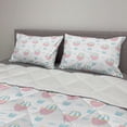 thumbnail image 2 of Pastel Comforter & Sham Bedding Set, Memories Themed Along Retro Aircraft at Sky Flying High Adventure, 3 pcs Duvet Set Microfiber Filling Quilt, 5 Sizes, Pale Blue and Blush, by Ambesonne, 2 of 4