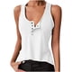 thumbnail image 1 of Camiseta informal sin mangas para mujer, camiseta irregular con cuello en V y botones de Color sólido Fridja  qr4620, 1 of 1