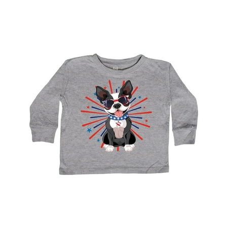 

Inktastic Boston Terrier Dog 4th of July USA Patriotic Gift Toddler Boy or Toddler Girl Long Sleeve T-Shirt