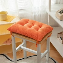 Seat Cushion Outdoor,Square Floor Cushions,AZXY 14x10in Chair Cushions with Ties,Velvet Thicken Meditation Seat Cushions for Dining Room Patio Office,Orange