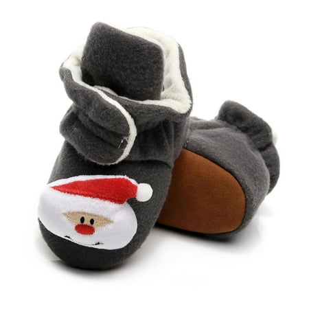 

Tejiojio Christmas Matching Christmas Toddler Kids Baby Girls Boy Plush First Walk Slip-On Keep Warm Shoes