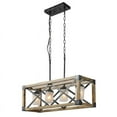 thumbnail image 5 of LNC Farmhouse 4-Light Rectangle Chandelier with Wood Frame and Frosted Glasss, 27.5" Wide, 5 of 12