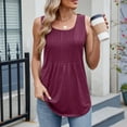 thumbnail image 5 of APEXFWDT Square Neck Tank Top Women Casual Sleeveless Pleated Tee Shirts Summer Basic Camisole Tops ,XXL,Wine, 5 of 8