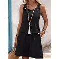 thumbnail image 5 of Women's Round Neck O-Ring Sleeveless Tank Top and Shorts 2 Piece Outfit Set Black XL, 5 of 7