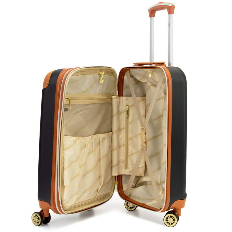 19V69 ITALIA Vintage 20 Expandable Spinner Carry-on Suitcase (Nero Black)  