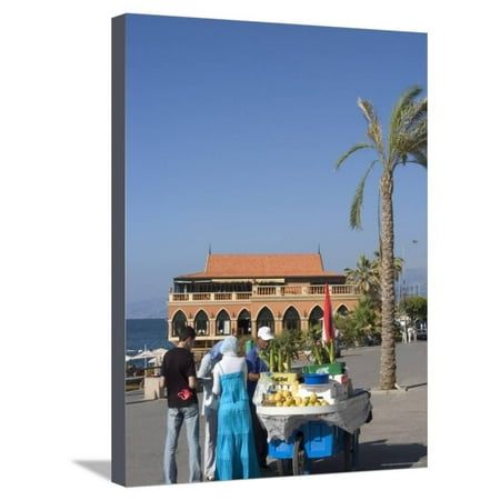 Corn Seller on the Corniche, Beirut, Lebanon, Middle East Stretched Canvas Print Wall Art By Christian