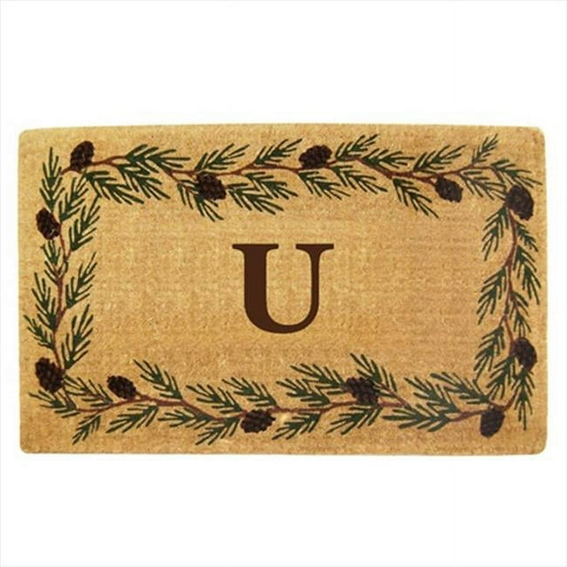 Nedia Home 02240W Heavy Duty Coir Doormat 22 x 36 In. Bella - Half Round - Monogrammed W
