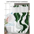 thumbnail image 4 of No Hook Cloth Fabric Shower Curtain with Snap in Liner, Green Stripe Waterproof Shower Curtains Set with See Through Top Window, Geometric White Wave Modern Ocean Bath Curtains Shower 72"x72", 4 of 6