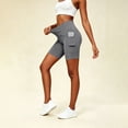 thumbnail image 2 of hlysgo Women's Leggings Yoga Shorts Tummy Control Elastic Waist Slim Fit Short Workout Gym Soft Comfort Shorts with Side Pockets Gray,2xL, 2 of 6