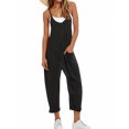 thumbnail image 5 of Spaghetti Strap Sleeveless Womens Casual Jumpsuits Loose Romper Long Pants with Pockets, 5 of 5