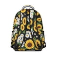 thumbnail image 3 of Sunflower and Text Black Pattern Backpack for School, Cute School Bag with Adjustable Shoulder Straps and Padded Back, 15.3"x11"x7.1", 3 of 5