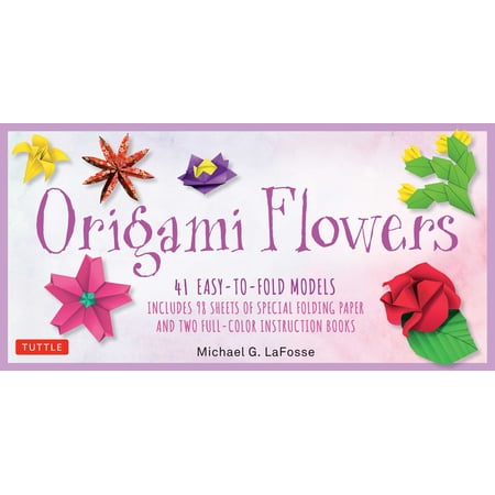 Origami Flowers Kit 41 Easy To Fold Models Includes 98 Sheets Of Special Folding Paper Kit With Two Instruction Books Of 41 Projects Great For