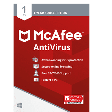 McAfee® AntiVirus Protection, Internet Security Software, 1 PC (Windows®), 1 Year Subscription