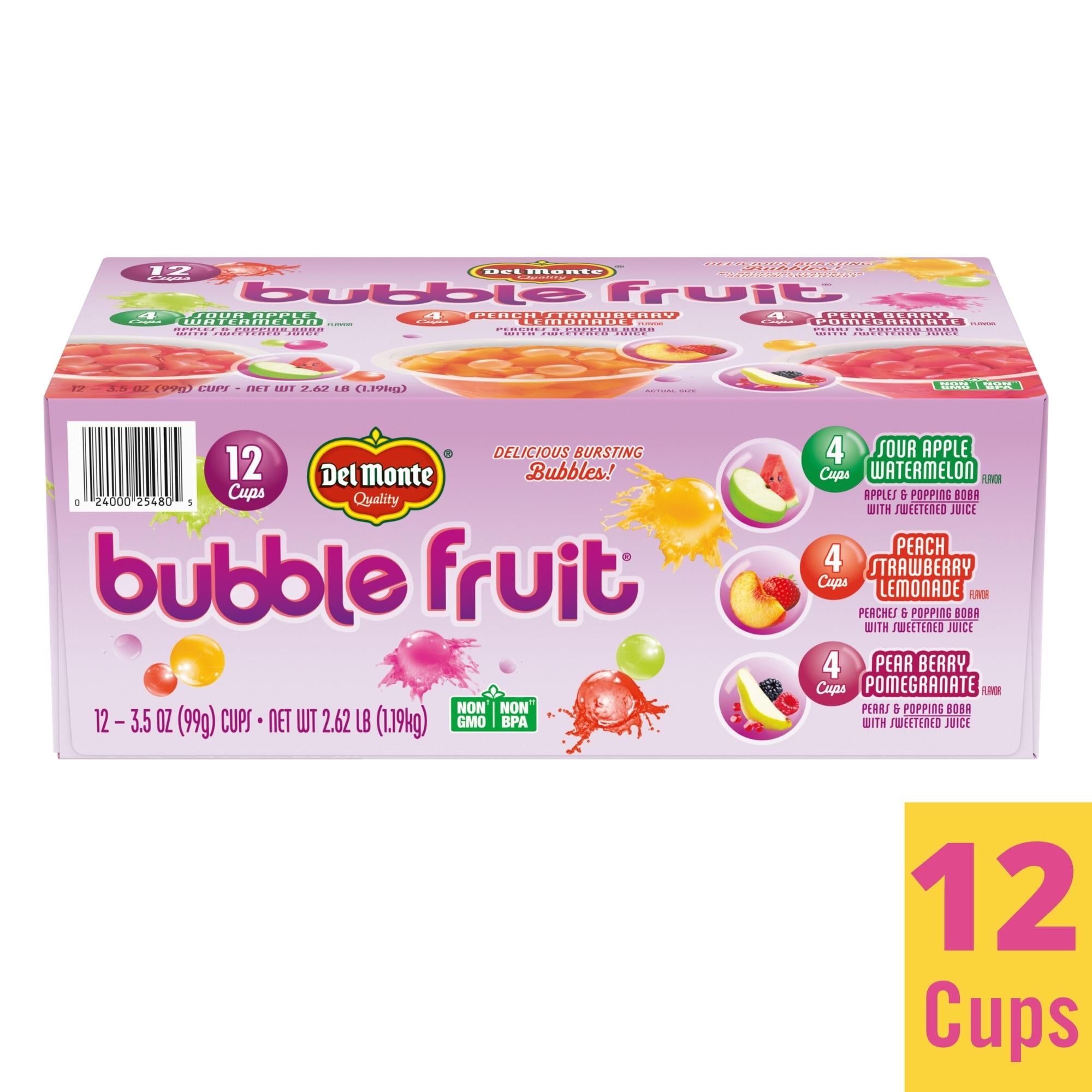 (12 Cups) Del Monte BUBBLE FRUIT Variety FRUIT CUP Snacks, 3.5 oz