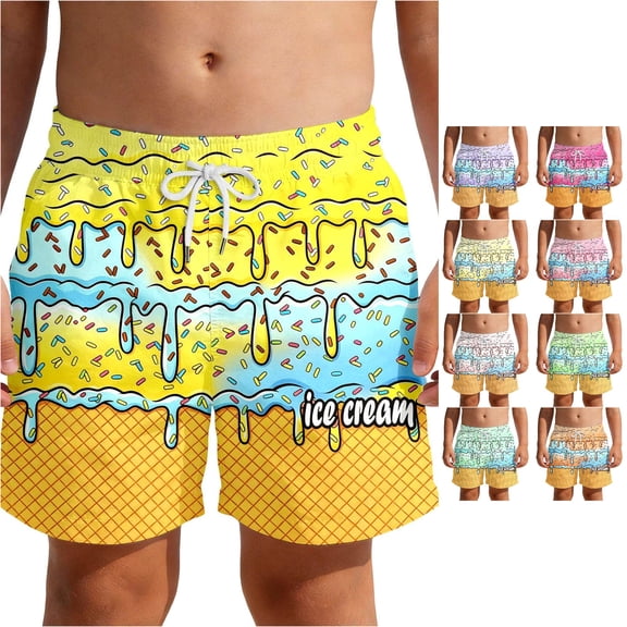 Shachafan Boys Beach Shorts With Gradient Ice Print For Summer Lightweight Swim Trunks For Kids Comfortable Fit Ideal For Sand And Surf Checke Shorts