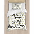 thumbnail image 3 of Quotes Decor Queen Size Duvet Cover Set, Motivational Sunshine Quote Print with Colorful Raindrops on Background, Decorative 3 Piece Bedding Set with 2 Pillow Shams, Mustard White, by Ambesonne, 3 of 3