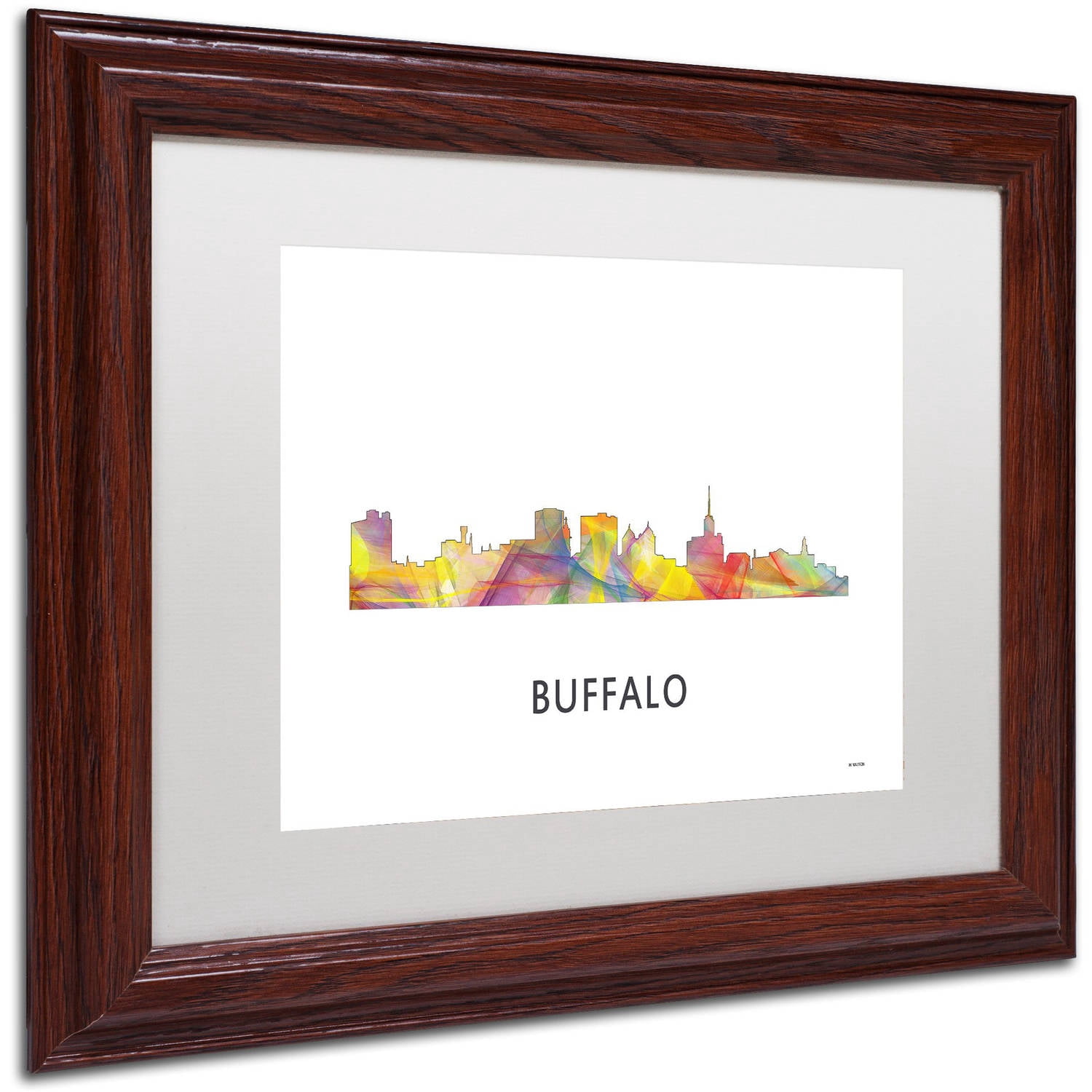 Trademark Fine Art 'Buffalo New York Skyline WB-1' Canvas Art by Marlene Watson, White Matte, Wood Frame