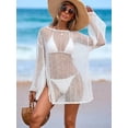 thumbnail image 3 of jinghuiyue Womens Summer Crochet Swimsuit Coverup Boat Neck Hollow Out Knit Sweater Tops Beach Vacation Clothes M, 3 of 7