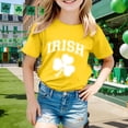 thumbnail image 2 of Boys Girls St Patricks Day Shirt Toddler Kids Irish Shamrock Clover T-Shirt Short Sleeve Tee Top 1-13 Yearsï¼Yellow,120), 2 of 4