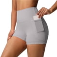 thumbnail image 2 of JIUWEN Gym Shorts Women Crossover Biker Shorts High Waisted Spandex Workout Yoga Booty Shorts with Pockets-Light Gray-L,Gym Shorts Women,Butt Lifting Shorts,Booty Shorts, 2 of 9