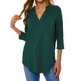 thumbnail image 2 of Women Solid Color V Neck 3/4 Sleeve Top, 2 of 9