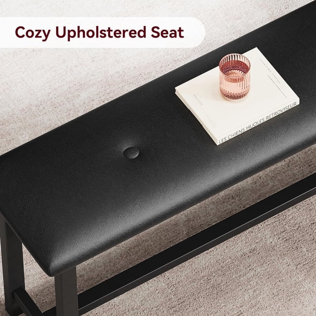 Historyli Juego de mesa de comedor para 4 personas,mesa de cocina con bancos,mesa de comedor rectangular con 2 bancos tapizados en rojo,juego de mesa de comedor de 3 piezas para espacios pequeños
