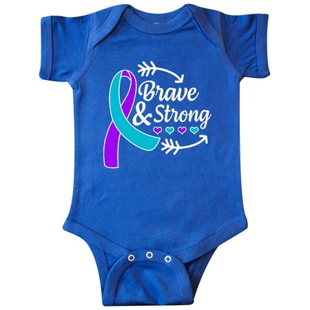 

Inktastic Suicide Prevention Awareness Brave and Strong with Arrows Gift Baby Boy or Baby Girl Bodysuit