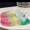 thumbnail image 6 of Gubotare Girls Sandals Jelly Shoes for Toddler Girls Summer Beach Retro Jellies Sandals T-Strap Slingback Little Kids Glitter Soft Closed Toe Princess Dress Flat (Green,Size 8.5), 6 of 7