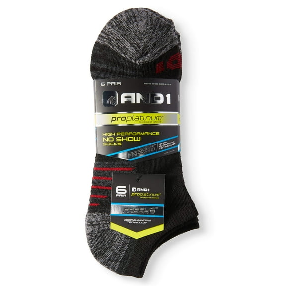 Men‘s Pro Platinum No Show Socks, 6 Pack