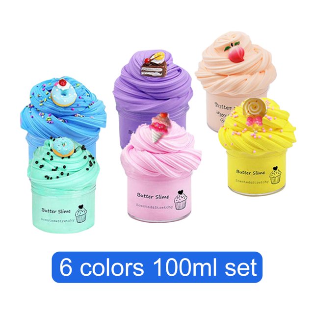 6 colores Fruitcake Sludge Toys Seguridad No tóxico Stress Relief Toy para niños Niño
