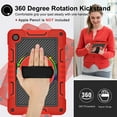 thumbnail image 6 of Decase Case for Galaxy Tab A9+/A9 Plus 11” 2024 Model (SM-X210/X216/X218),Hard PC Silicone Shockproof Cover with 360°Rotate Stand Pen Holder+HD Soft Screen Protector,Hand Shoulder Strap,Red + Black, 6 of 7