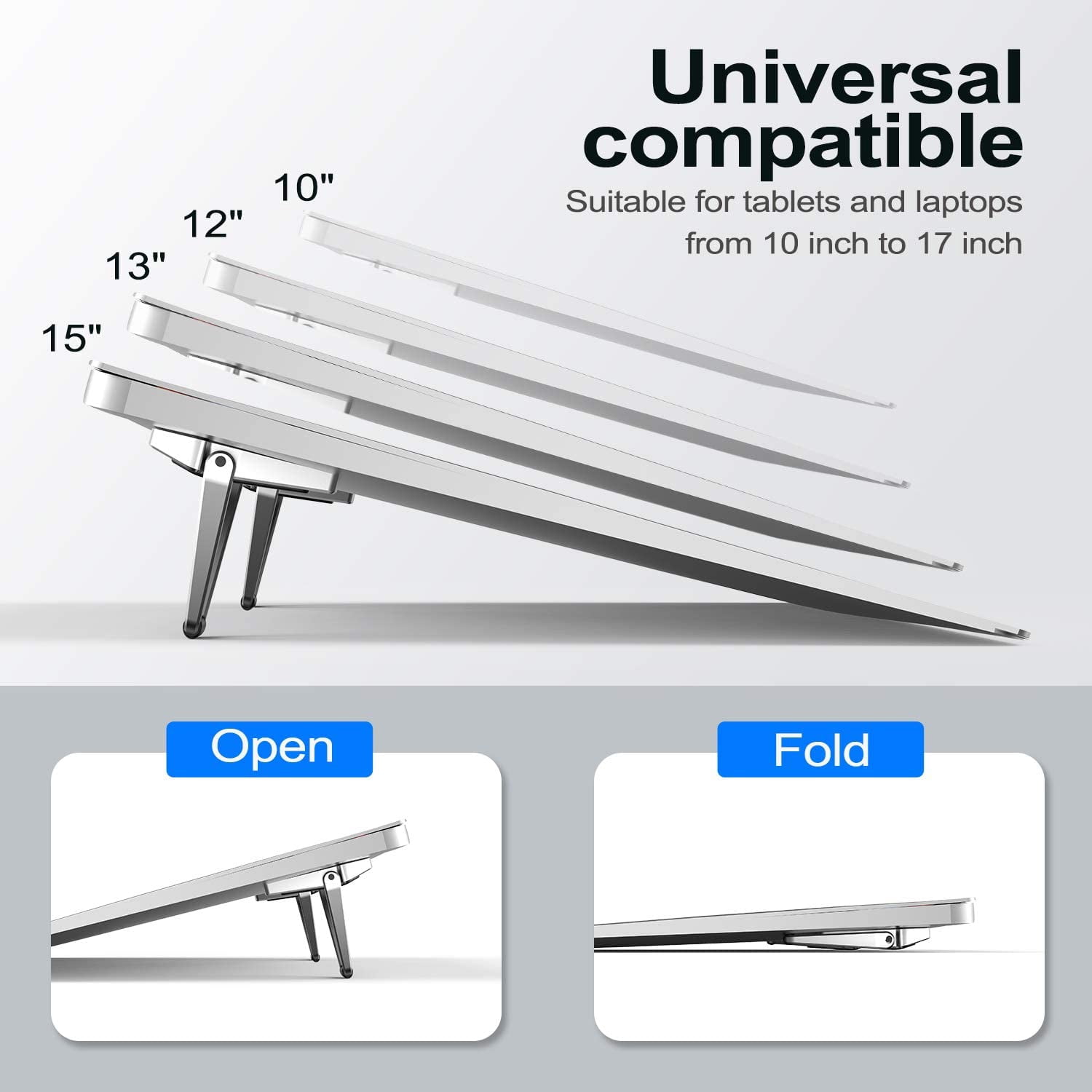 Laptop Stand for Desk, Portable Anti-Slip Keyboard Riser, Zinc Alloy Keyboard Stands, Computer Stand Compatible with MacBook Air/Pro, 10-15.6 Inches Laptops and Keyboards (Sliver)