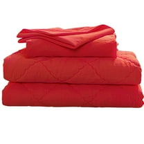 Organictune 4 Piece Microfiber Toddler Bedding Set, Breathable Crib Sheet Set for Boys and Girls, Includes Quilted Comforter, Flat Top Sheet, Fitted Sheet, Envelope Pillowcase, Wine Red