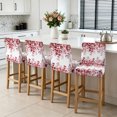 thumbnail image 3 of Red Eucalyptus Bar Stool Cover Set of 6, Spring Summer Farmhouse Leaves Watercolor Stretch Bar Chair Cover, Removable Washable Pub Counter Stool Chair Slipcover for Kitchen Dining Room Pub Cafe, 3 of 9