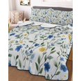 thumbnail image 3 of Quilts Twin XL Size, Blue Yellow Spring Floral Soft Comforter Bedding Set for Bed, Elegant Summer Botanical Green Lightweight Quilted Bedspread with Pillow Cover(2 Pieces) for All Season, 68x98 Inch, 3 of 6