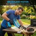 thumbnail image 3 of HOTREE Cordless Reciprocating Saw with LED Light, Variable Speed, 2 x 2.0Ah Batteries, Blades Kit for Wood, Metal, PVC Cutting, 3 of 8
