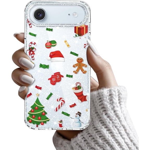 Christmas Case Compatible with for iPhone Air 6.5'', Cute Clear Glitter Bling Sparkly Christmas Tree Pattern Case, Xmas Soft TPU Anti-Fall Protective Slim Shockproof Cover for Girl Women Men