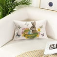thumbnail image 3 of Spring Easter Throw Pillow Covers Rabbit Easter Eggs Nest Decorative Pillow Cover 12x20 Inch Animal Rabbit Lumbar Farmhouse Pillow Case Cotton Linen&nbsp;Rectangle Cushion Cover for Sofa (Rabbit), 3 of 6