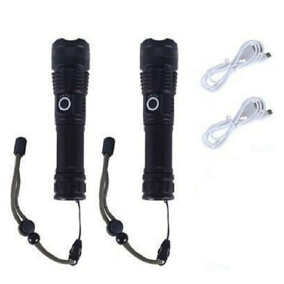2PK Bright Powerful Flashlight XHP70 Rechargeable Zoom Torch Tactical LED Flashlight