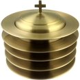 thumbnail image 1 of Communion Ware 5 Holy Stacking Bread Plates With A Lid - Stainless Steel (Brass Matte), 1 of 3