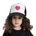 thumbnail image 2 of PAYOHTO Kids Pink Bright Heart Pattern Baseball Hat Back Adjustable Mesh Breathable Hats Black Trucker Cap Outdoor Fishing Sun Caps for Boys or Girls ages 4-10, 2 of 9