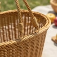 thumbnail image 4 of predolo Cesta Tejida Imitación Ratán Multiusos Cesta Tejida de Imitación Ratán Portátil Canasta de Picnic con Asa para Compras, Aire Libre, Cocina, 4 of 9