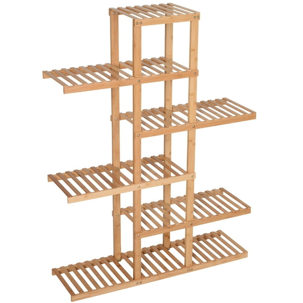 Bamboo Wood Plant Stand Slat Shelf Flower Pots Holder Bathroom