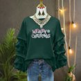 thumbnail image 4 of Yteetum Women's Merry Christmas Sweatshirts Oversized Crewneck Christmas Pleated Ruffle Trim Pullover Hoodless Sweatshirts Tops Womens Casual Xmas Graphic Round Neck Loose Lantern Sleeve Sweatshirts, 4 of 7