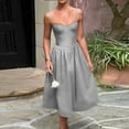 thumbnail image 4 of Gray Women Vneck Going Out Dresses for Women Slip Long Slim Tunics Ruched Tie Knot Bandage Basic Long Midi Knee High Summer Fall 2025 Clothing Country Concert L, 4 of 8