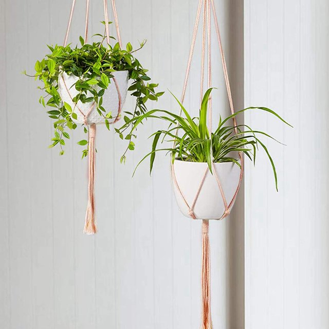Macrame Planta Colgante, Macrame Maceta Colgante Interior Cuerda Colgante Planta Cuerda De Algodón Sólido para Balcón Jardín Decoración Interior Exterior Cesta Maceta, 89cm, 105cm, 5 Piezas Xemadio YQ-1565