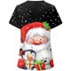 thumbnail image 3 of Puntoco Mujer Navidad Manga corta Cuello en V Uniforme de trabajo Estampado Ropa de trabajo Blusas Jersey Camisetas tops Puntoco Puntoco-6597, 3 of 4